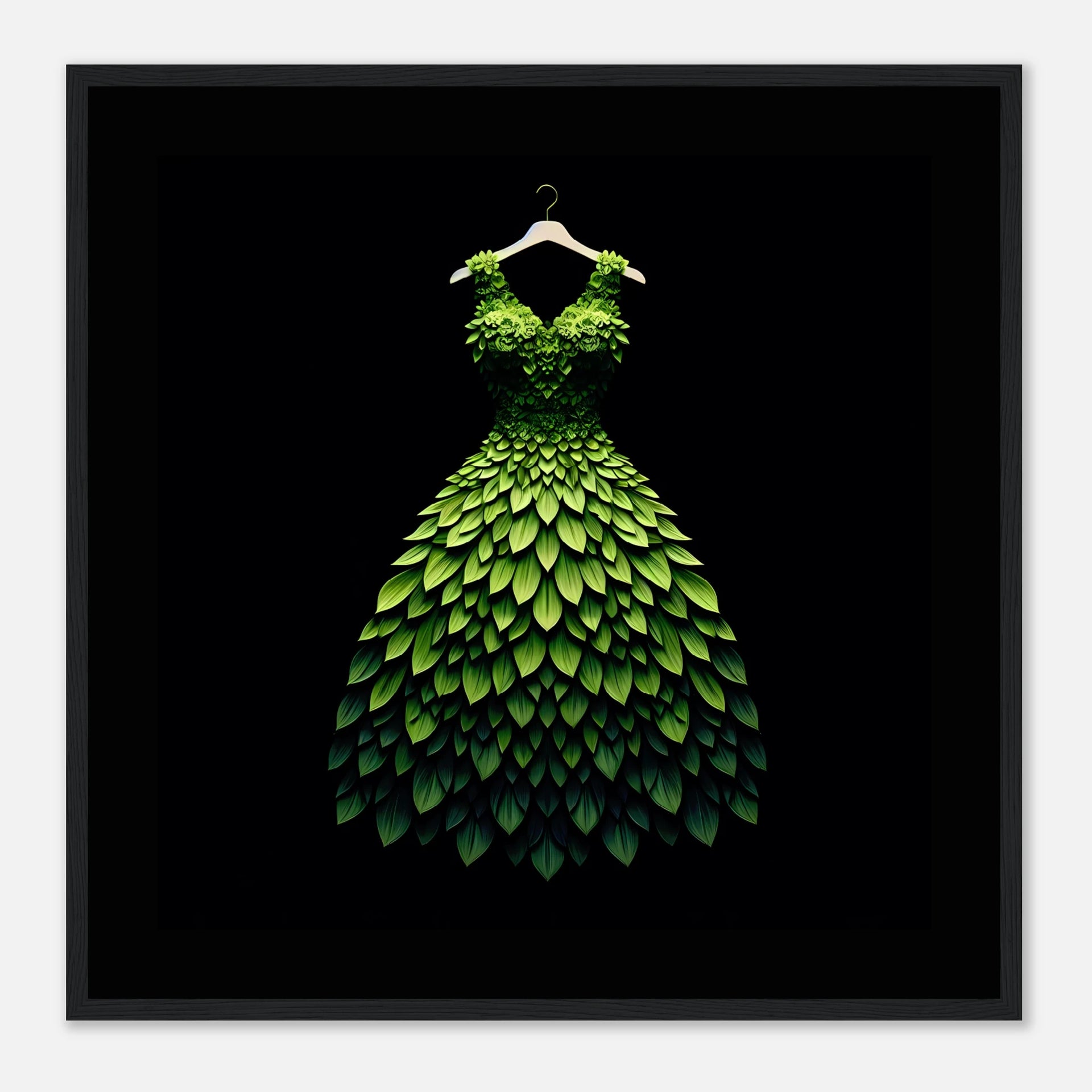 Green Dress WOOD Framed Art - 50x50 cm / 20x20 / Black frame